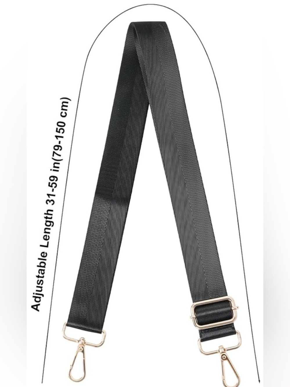 Adjustable Black Strap with Gold Hardware - Bag Accessories